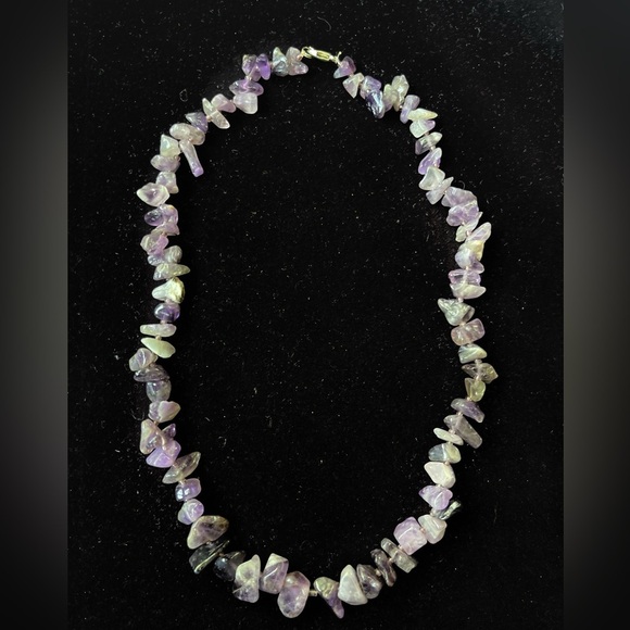 Vintage Amethyst Chip Semi-Precious Gem Stone  Necklace Purple 18”Handmade - Picture 9 of 12